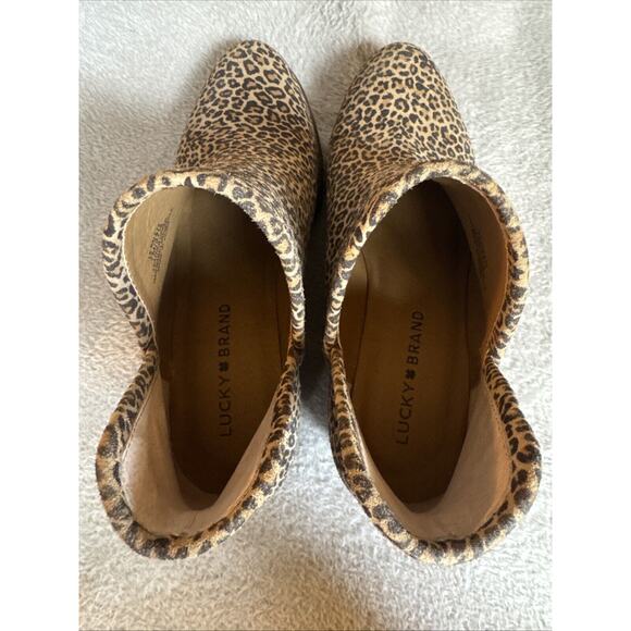 Lucky Brand Womens Baley Ankle Booties Brown Animal Print Leopard Leather 7M EUC - Picture 4 of 8